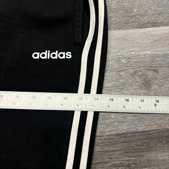Adidas Essentials Black White 3 Stripes Mens L Warm Up Taper Jogger Track Pants - Picture 12 of 14
